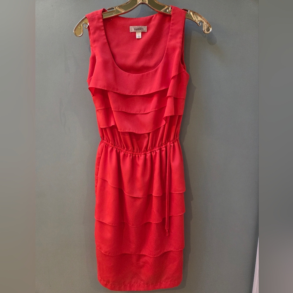 Dressbarn Coral Colored Layered Mini Dress